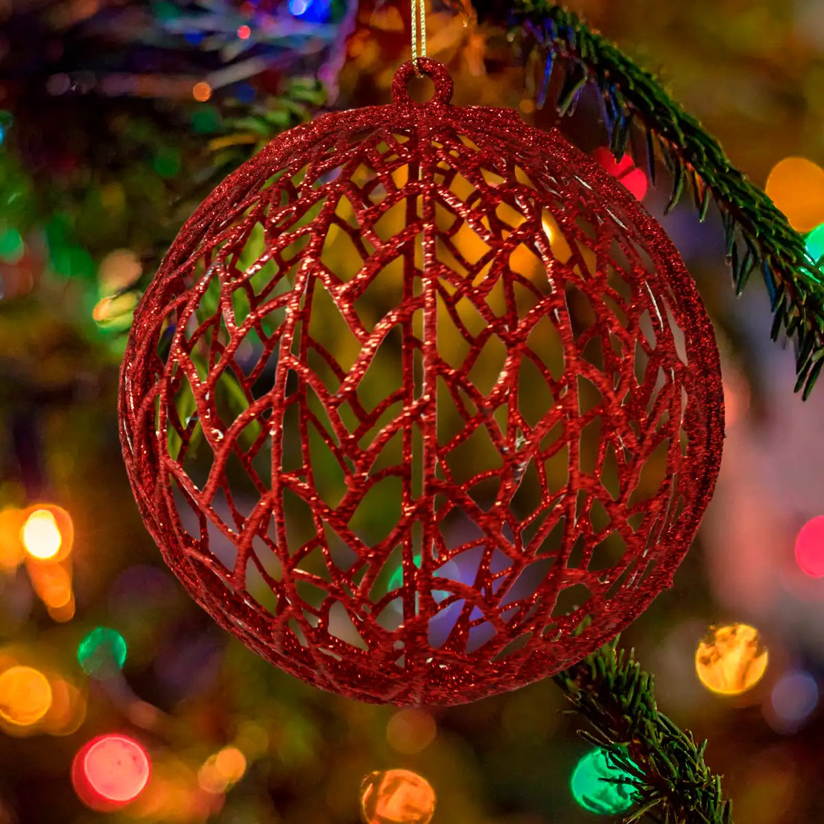 Esfera Decorada con Glitter color Rojo