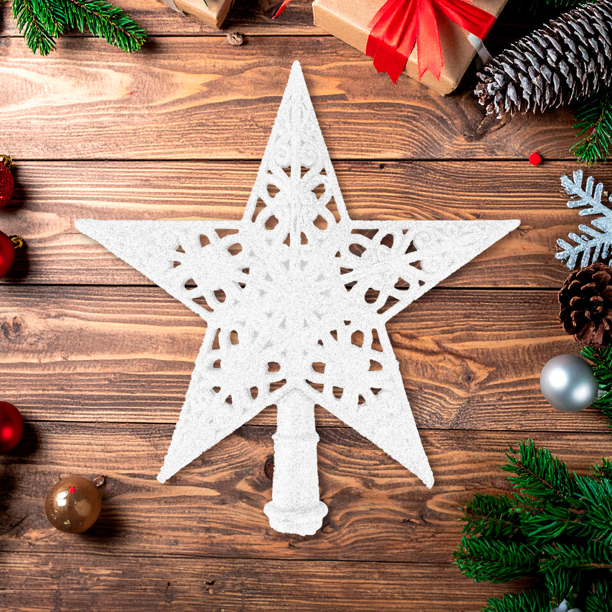 Estrella de Árbol, Glitter, Color Blanco