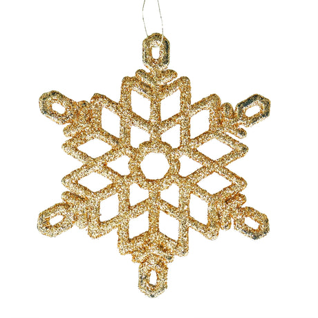 Copo de Nieve Decorativo con Diamantina color Oro, 4pzas
