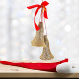 Ornamento Campanas Glitter, Color Dorado, 3 pzas