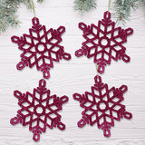 Copos de Nieve con Diamantina color Fucsia, 4pzas