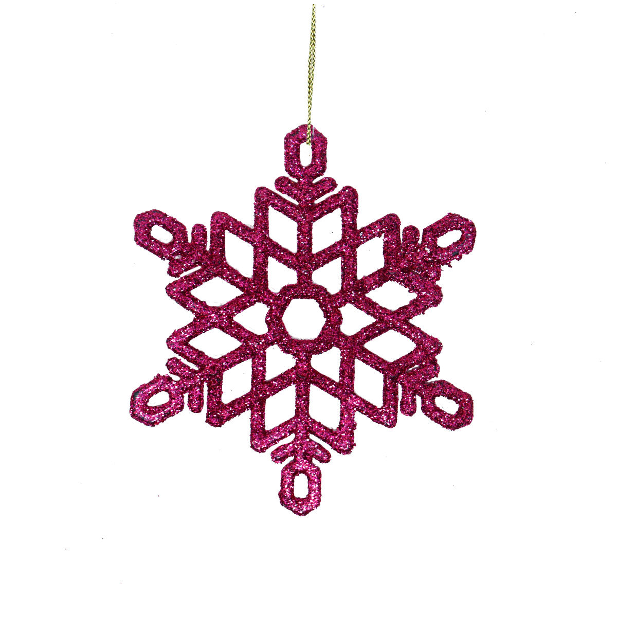 Copos de Nieve con Diamantina color Fucsia, 4pzas