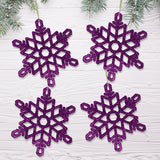 Copos de Nieve con Diamantina color Morado, 4pzas