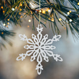 Copo de Nieve, Ornamento Jumbo con Glitter, Color Blanco
