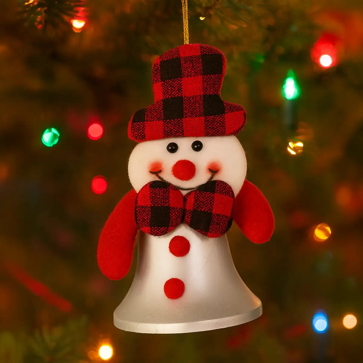 Campana Navideña Decorada de Muñeco de Nieve
