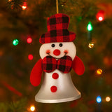 Campana Navideña Decorada de Muñeco de Nieve