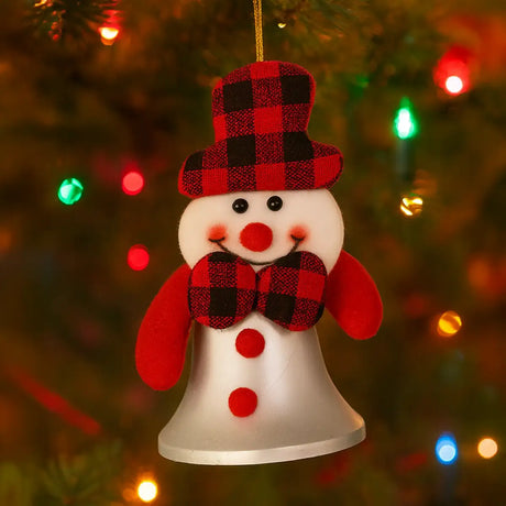Campana Navideña Decorada de Muñeco de Nieve