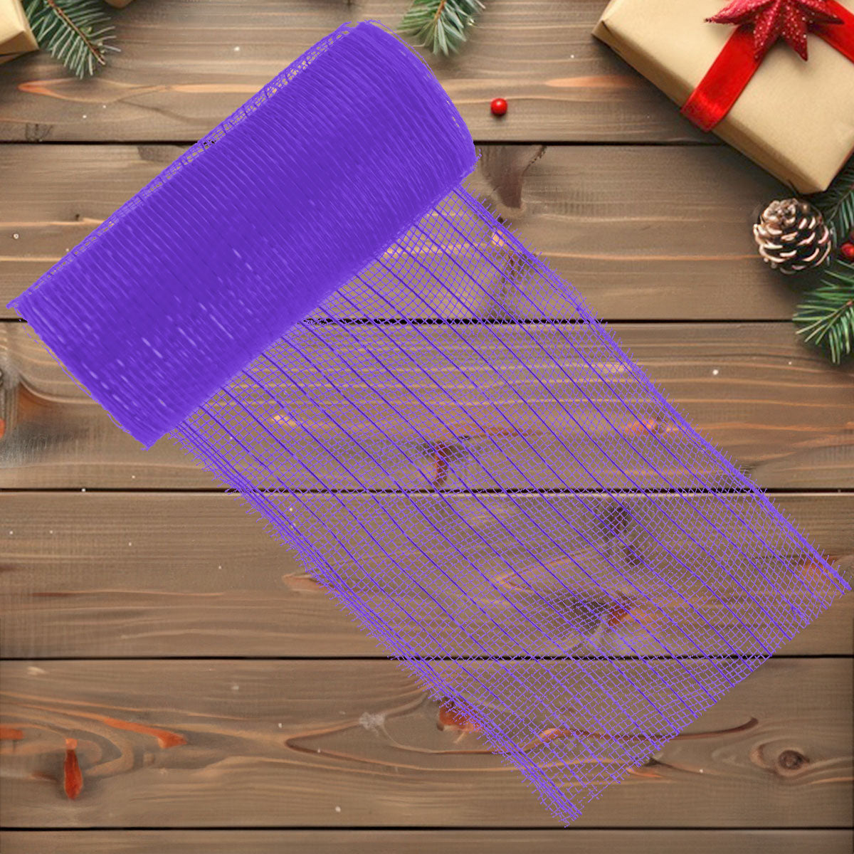 Listón Navideño Mesh Ribbon color Morado