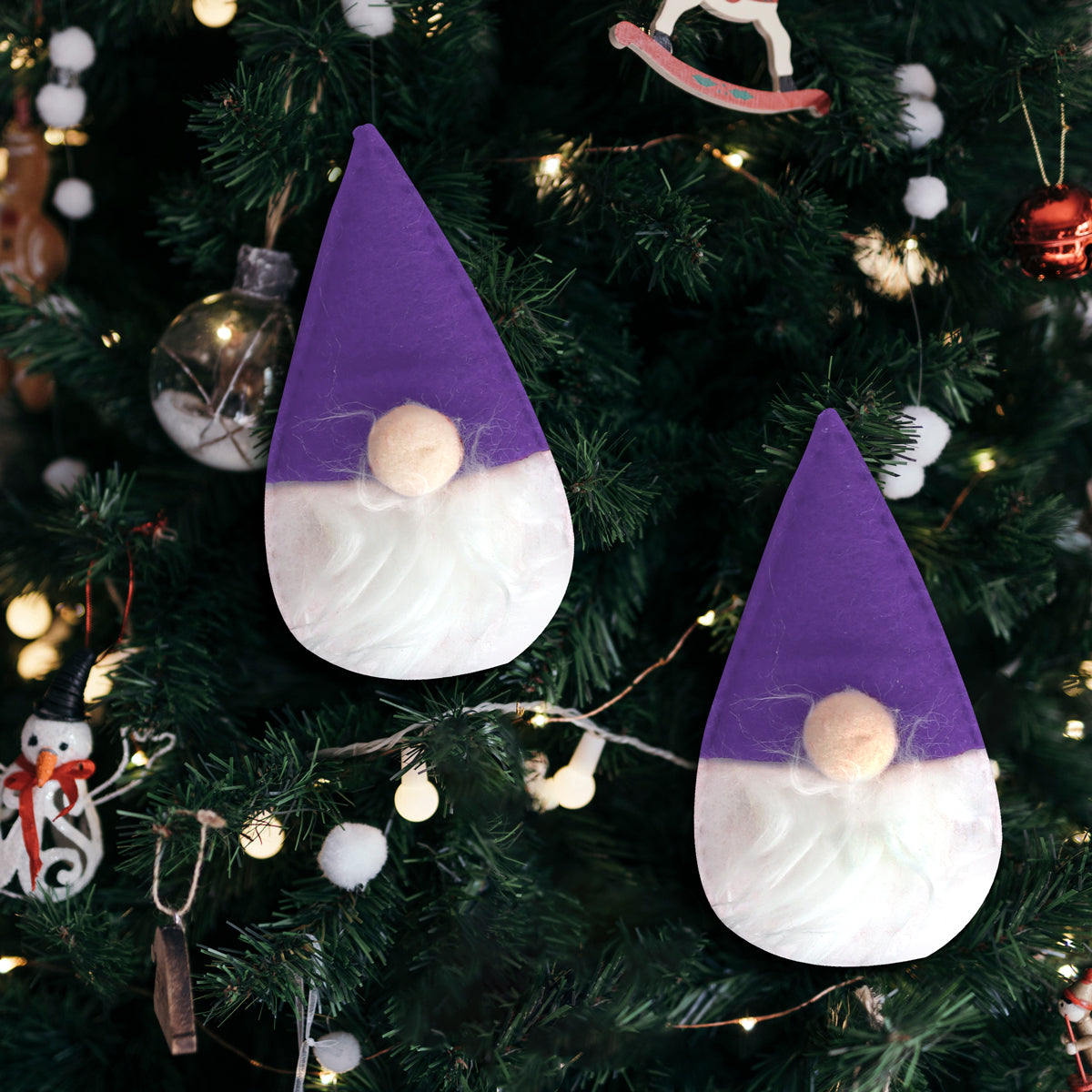 Ornamento en Forma de Gnomos Navideño color Morado