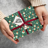 Papel de Regalo Navideño color Verde con Estampado de Santa Claus