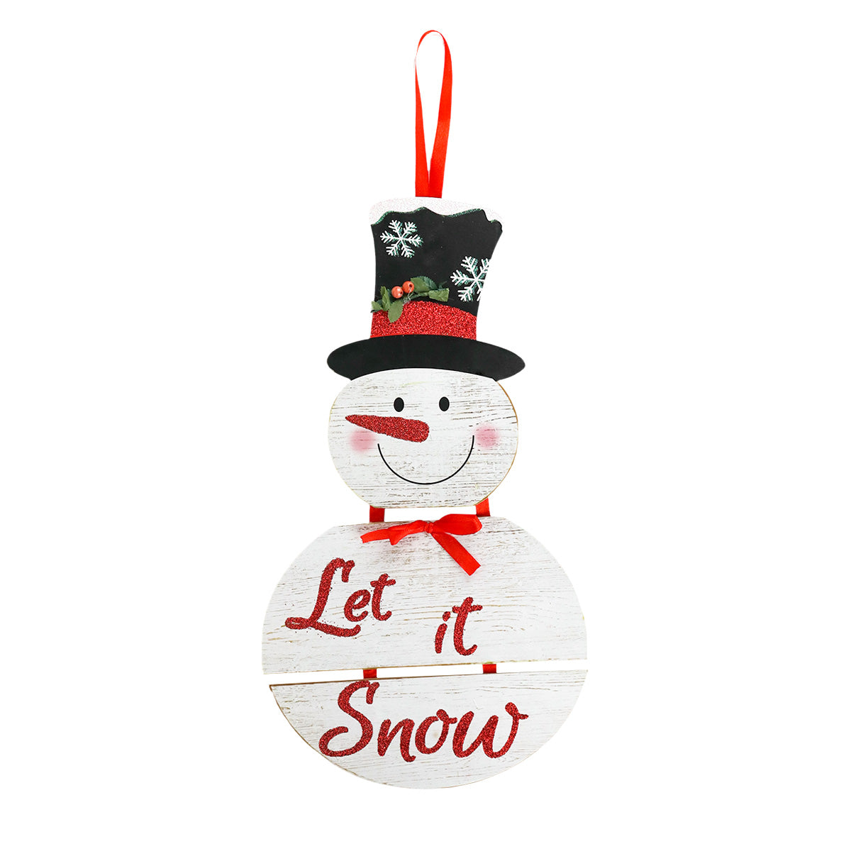 Letrero Colgante en Forma de Muñeco de Nieve "Let It Snow"