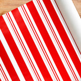 Papel Navideño color Rojo con Blanco para Envolver Regalos