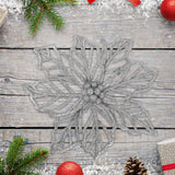 Flor Ornamento Navideño, Color Plata, 23 cm