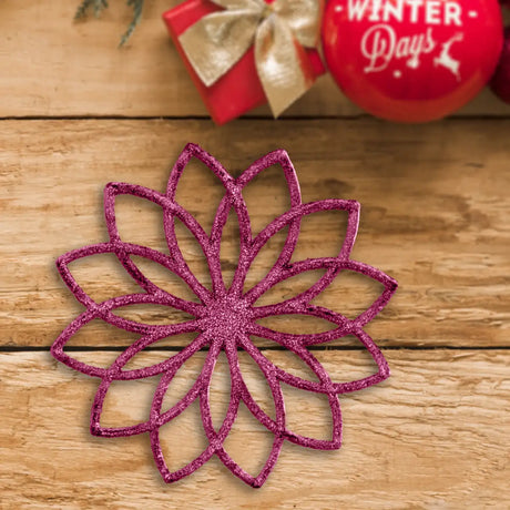 Ornamento Navideño de Copo de Nieve con Diseño Floral