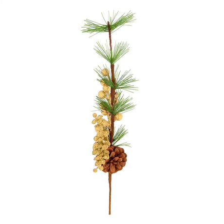 Follaje Navideño de Pino Artificial con Bayas color Oro