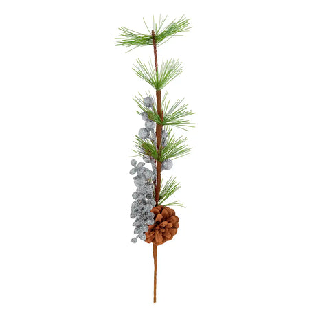 Follaje Navideño de Pino Artificial con Bayas color Plata