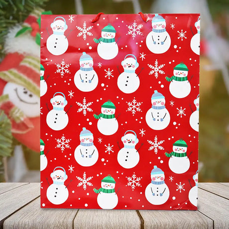 Bolsa Jumbo de Regalo con Decoración de Copo/Muñeco de Nieve