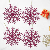 Set de 4 Copos de Nieve color Fucsia con Glitter