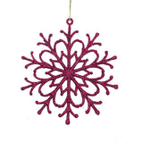 Set de 4 Copos de Nieve color Fucsia con Glitter