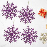 Set de 4 Copos de Nieve color Morado con Glitter