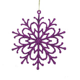 Set de 4 Copos de Nieve color Morado con Glitter