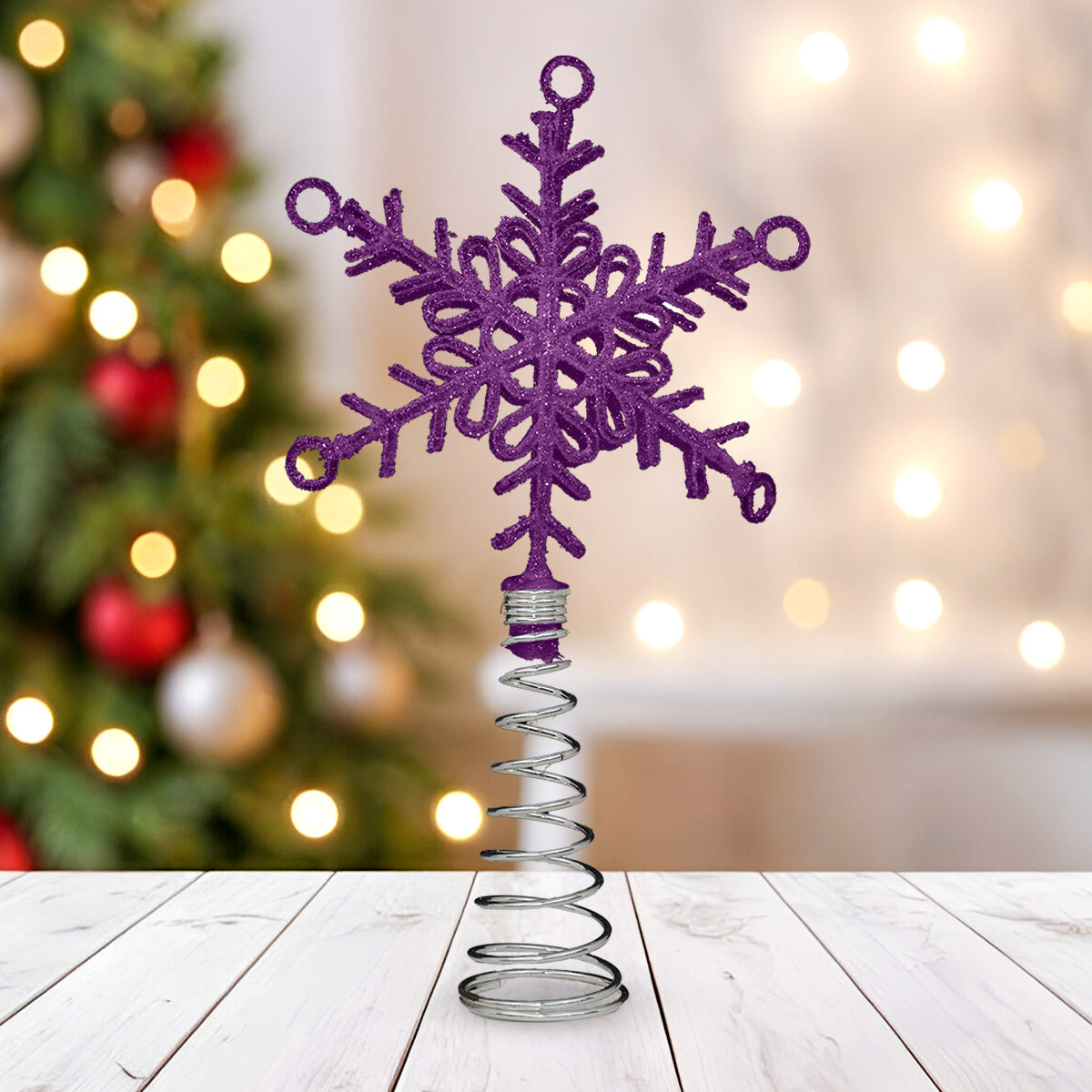 Copo de Nieve color Morado para Punta de Árbol de Navidad