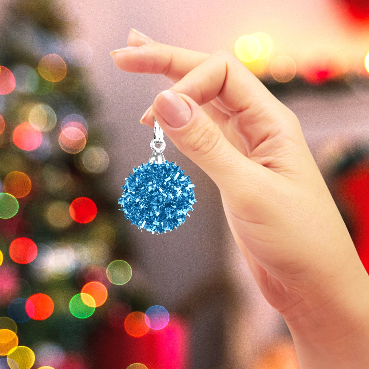 Mini Esferas Navideñas Brillantes, 6 pzas, Color Azul