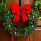 Mini Esferas Navideñas Brillantes, 6 pzas, Color Vino