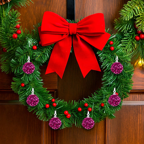 Mini Esferas Navideñas Brillantes, 6 pzas, Color Vino