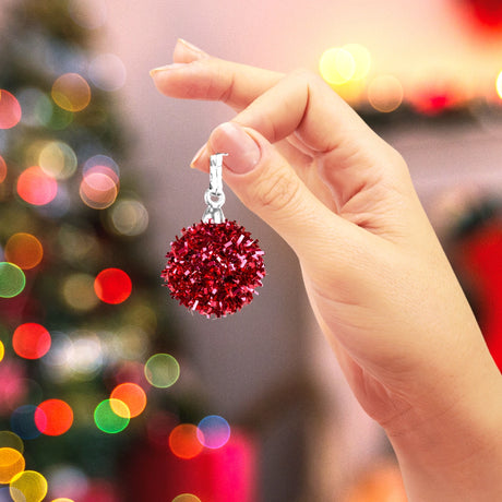 Mini Esferas Navideñas Brillantes, 6 pzas, Color Rojo