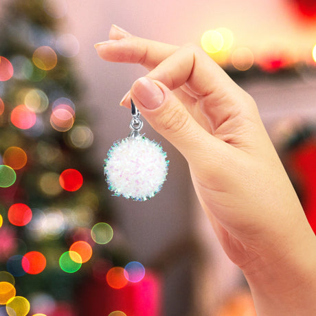 Mini Esferas Navideñas Brillantes, 6 pzas, Color Blanco