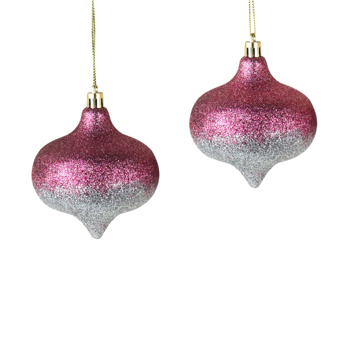 Esferas Navideñas Onion color Rosa con Plata, 2pzas