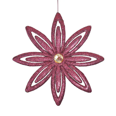 Ornamento Navideño en Forma de Flor color Fucsia, 2pzas