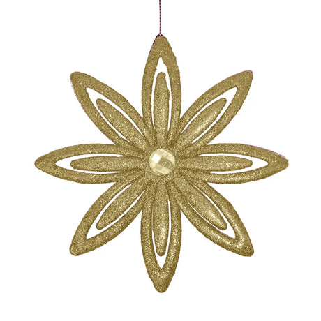 Ornamento Navideño en Forma de Flor color Oro, 2pzas