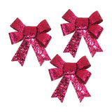 Set de 3 Moños Navideños con Diamantina color Fucsia