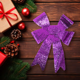 Moño Navideño con Diamantina color Morado