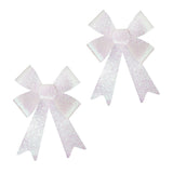 Set de 2 Moños Navideños con Diamantina color Blanco