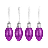 Set de 4 Ornamentos en Forma de Bombilla color Morado