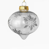 Esfera Onion Transparente Decorada con Copos de Nieve color Plata