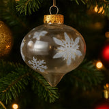 Esfera Onion Transparente Decorada con Copos de Nieve color Plata