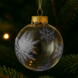 Esfera Redonda Transparente Decorada con Copos de Nieve color Plata