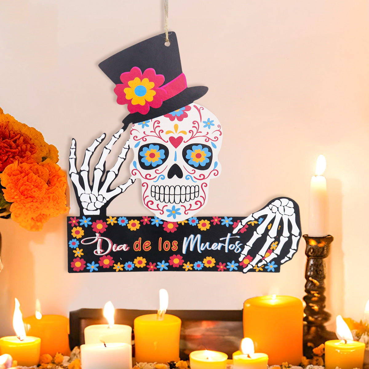 Letrero de MDF con Diseño de Día de Muertos