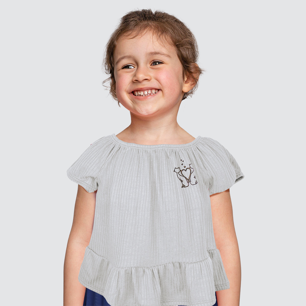 Blusa de Hombros Descubiertos para Niña, color Gris