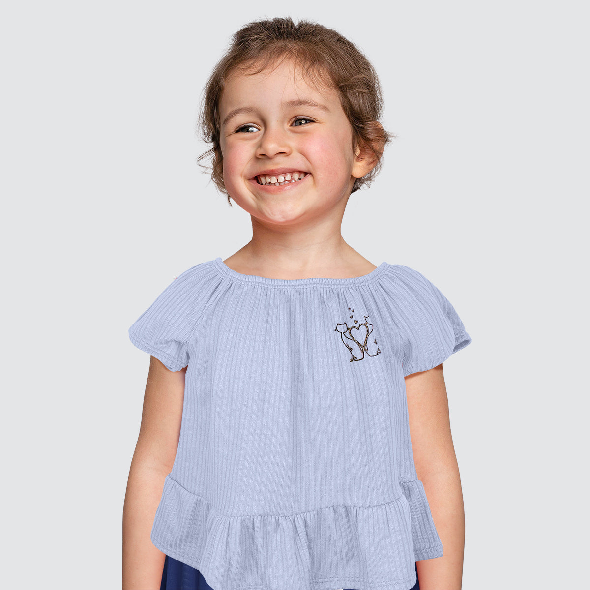 Blusa de Hombros Descubiertos para Niña, color Azul