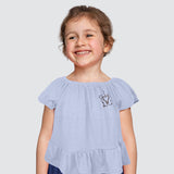 Blusa de Hombros Descubiertos para Niña, color Azul