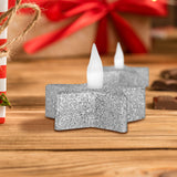 Velas LED, 2 pzas, Estrella, Color Plata