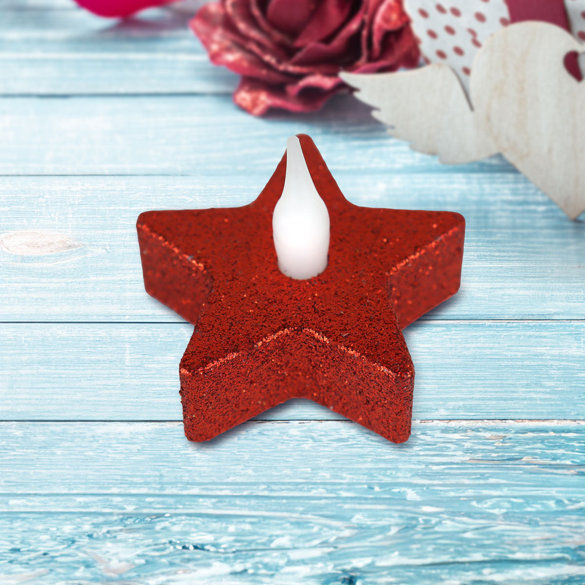 Set de Velas LED en Forma de Estrella color Rojo