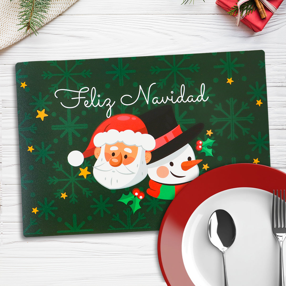 Set de 4 Manteles Individuales "Feliz Navidad"
