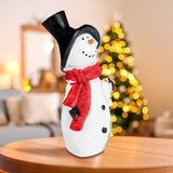 Muñeco de Nieve con Bastón de Dulce, Figura Decorativa de Cerámica