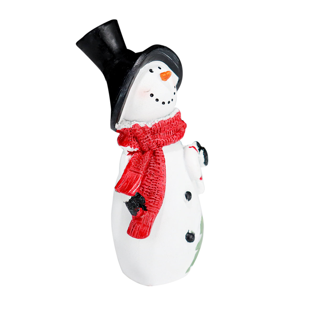 Muñeco de Nieve con Bastón de Dulce, Figura Decorativa de Cerámica